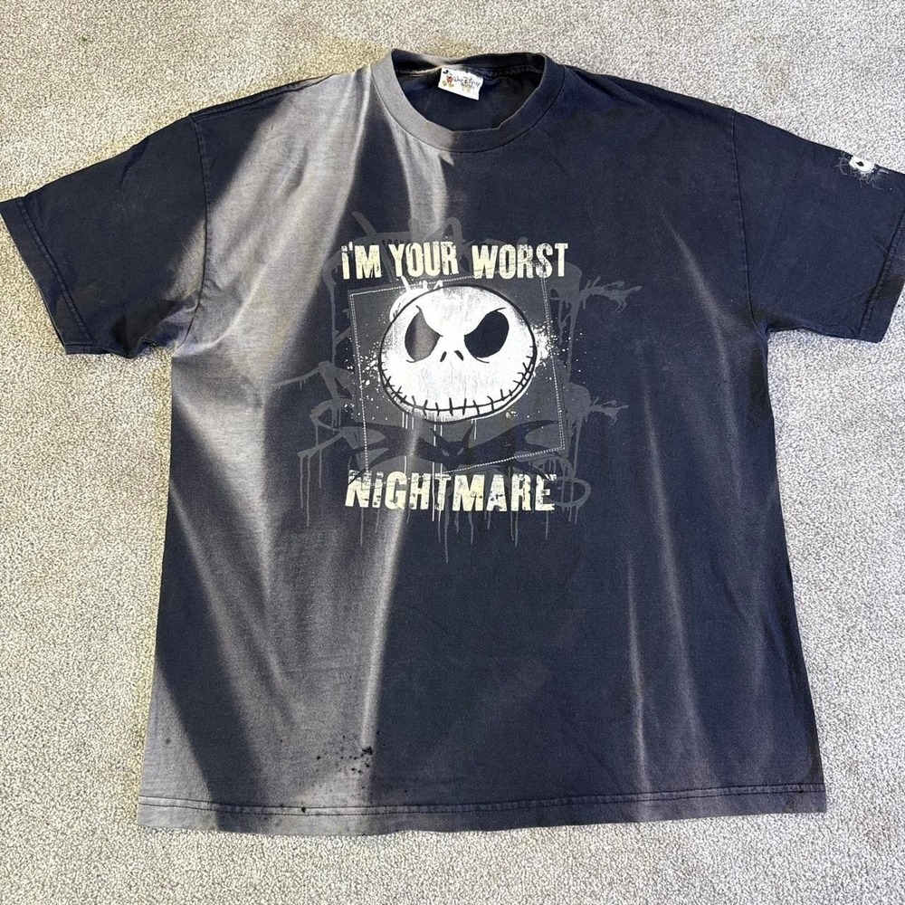 Vintage Nightmare Before Christmas Jack Skellington Black Graphic T-Shirt 2X